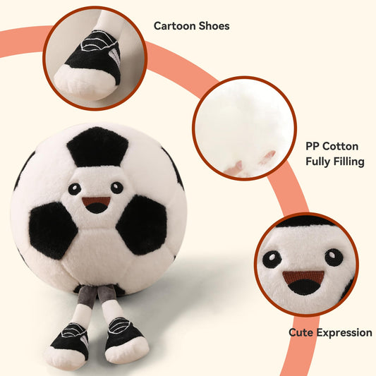KUCCO-PILLOW close-up of the soccer plush with legs and soft fabric.