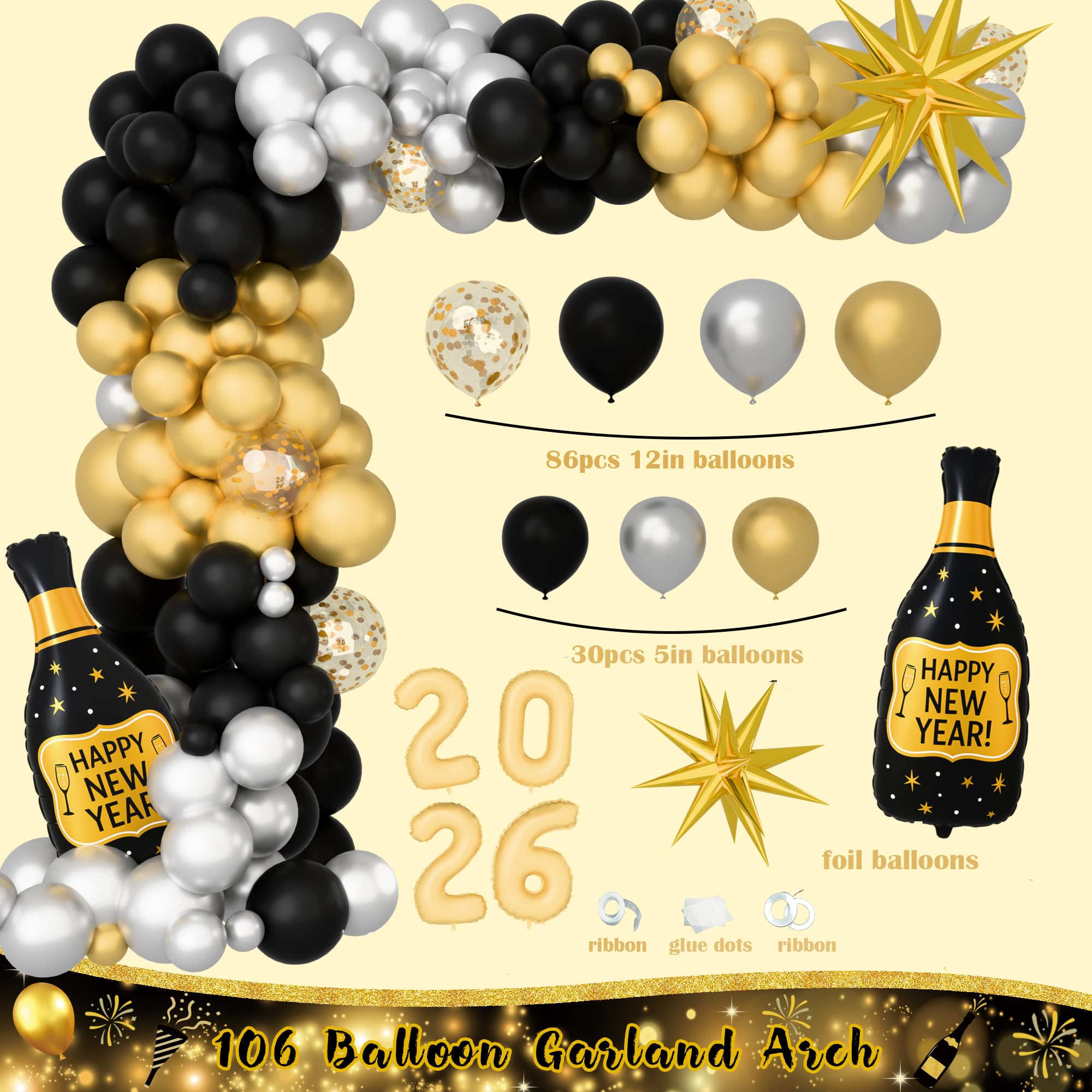 Kudapity happy new year foil balloon enhances party ambiance and signage.