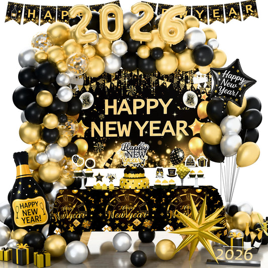 Kudapity new year balloon garland backdrop for glamorous photoshoots and festive room decor.