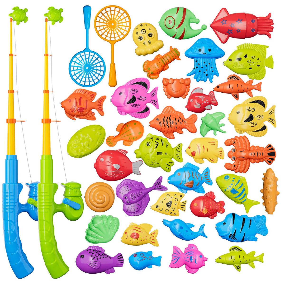 KukuFun magnetic fishing game with two rods and nets for cooperative play.