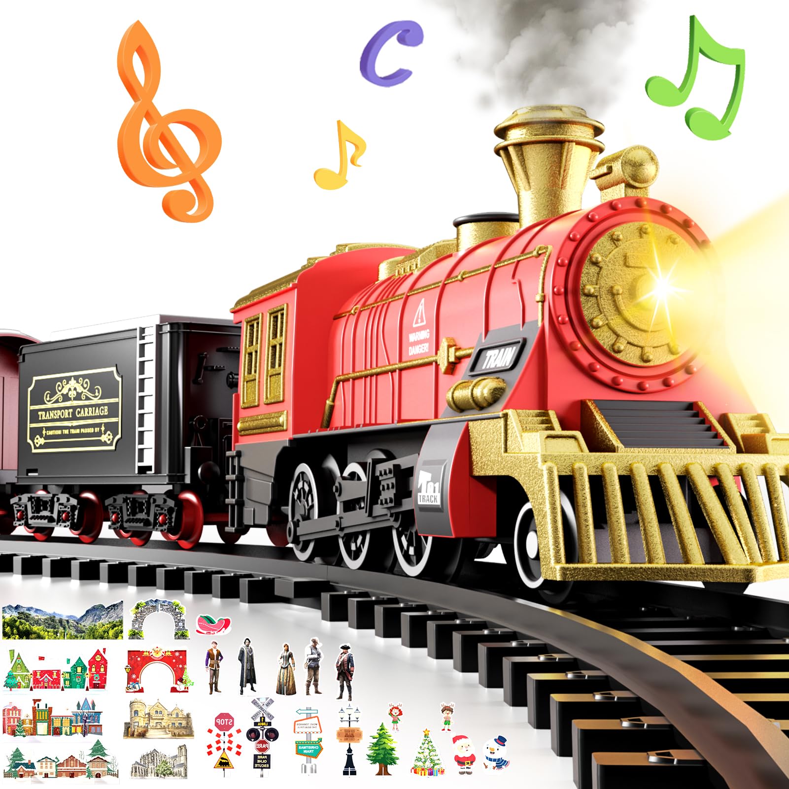 KukuFun steam locomotive on tracks with lights for immersive play