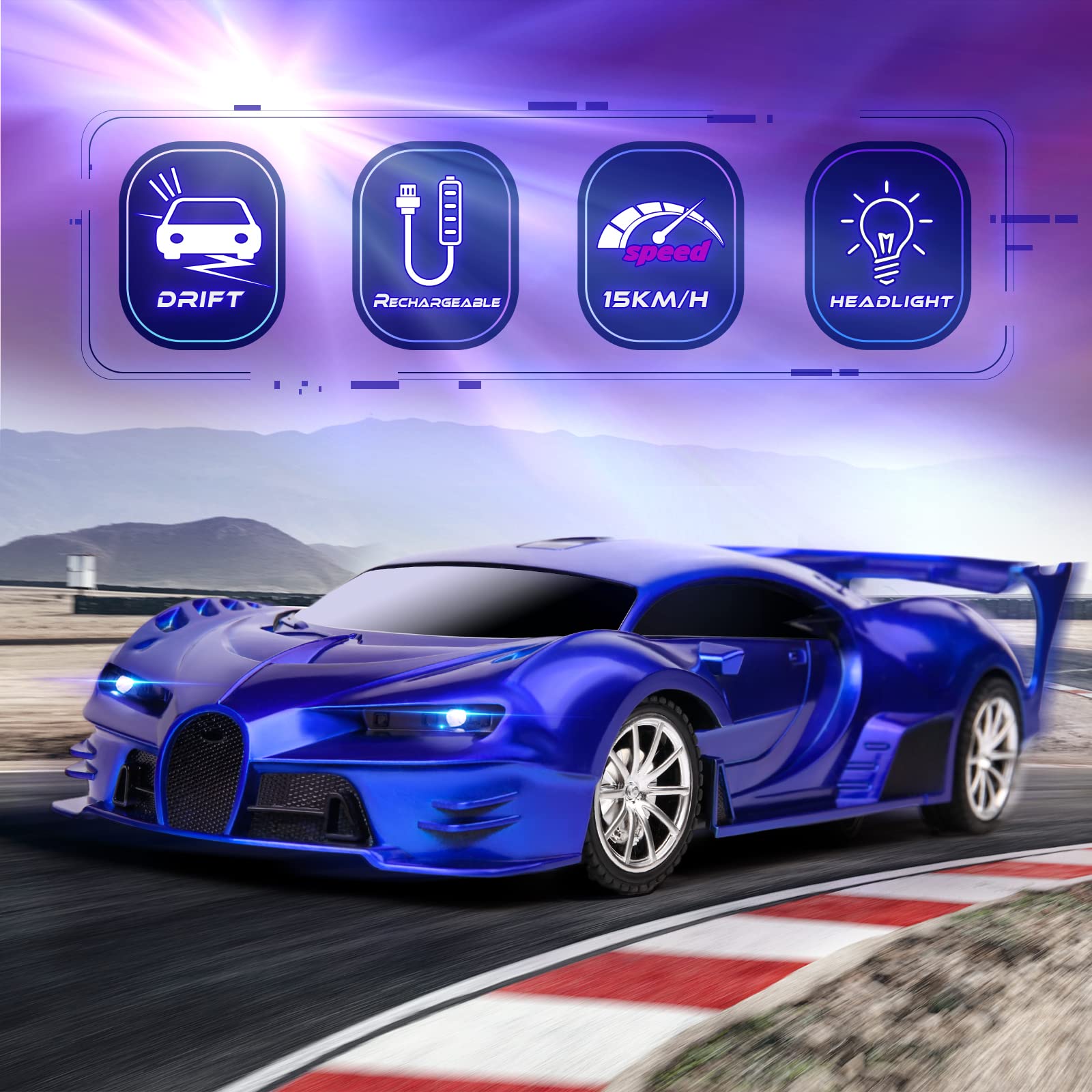 KULARIWORLD remote control car outdoors-ready design for open space racing.