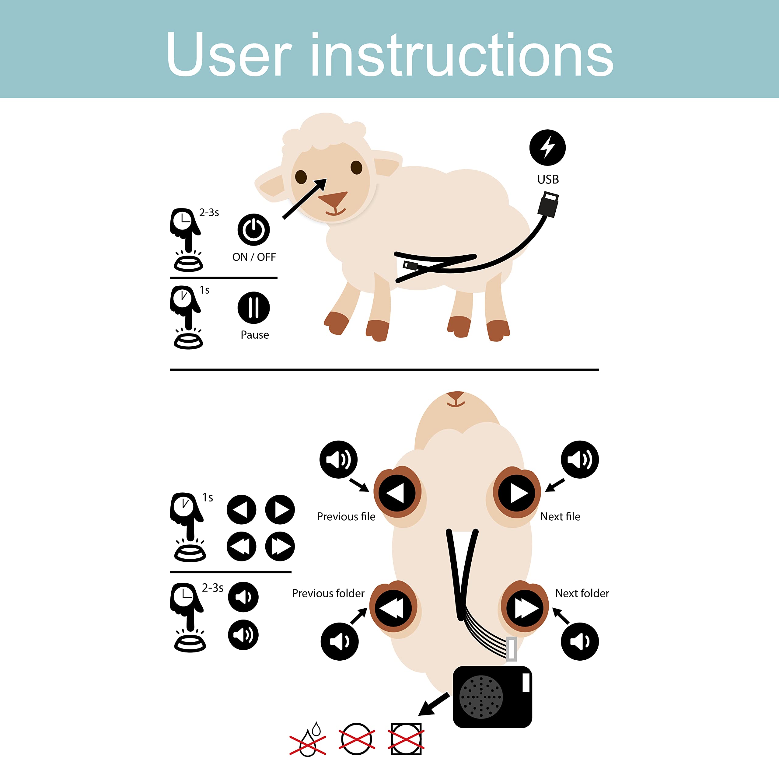 Kulumi My Little Lamb soft polyester fabric invites cuddles and learning.