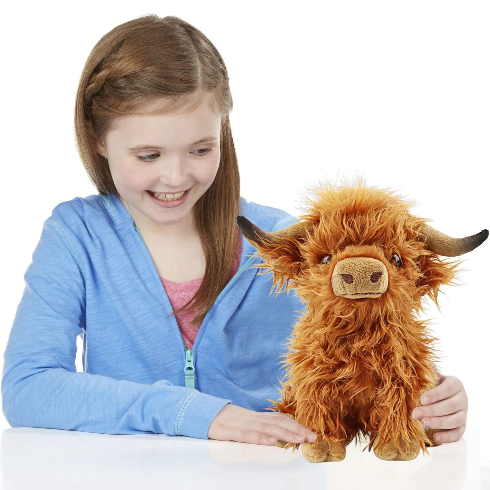 Kulupu Highland Cow plush full-body image shows compact 10.5-inch size.