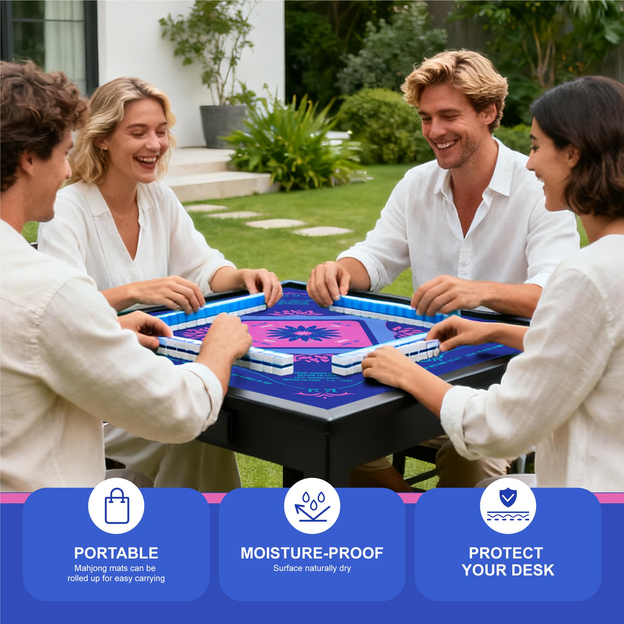 KUNTE Mahjong Mat arrives crease-free from rolling shipping for immediate setup.