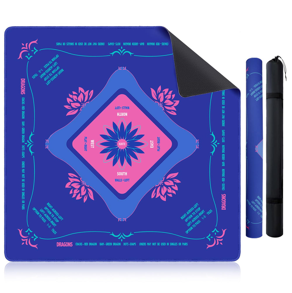 KUNTE Mahjong Mat table 32x32 blue offers stable gameplay and easy surface protection.