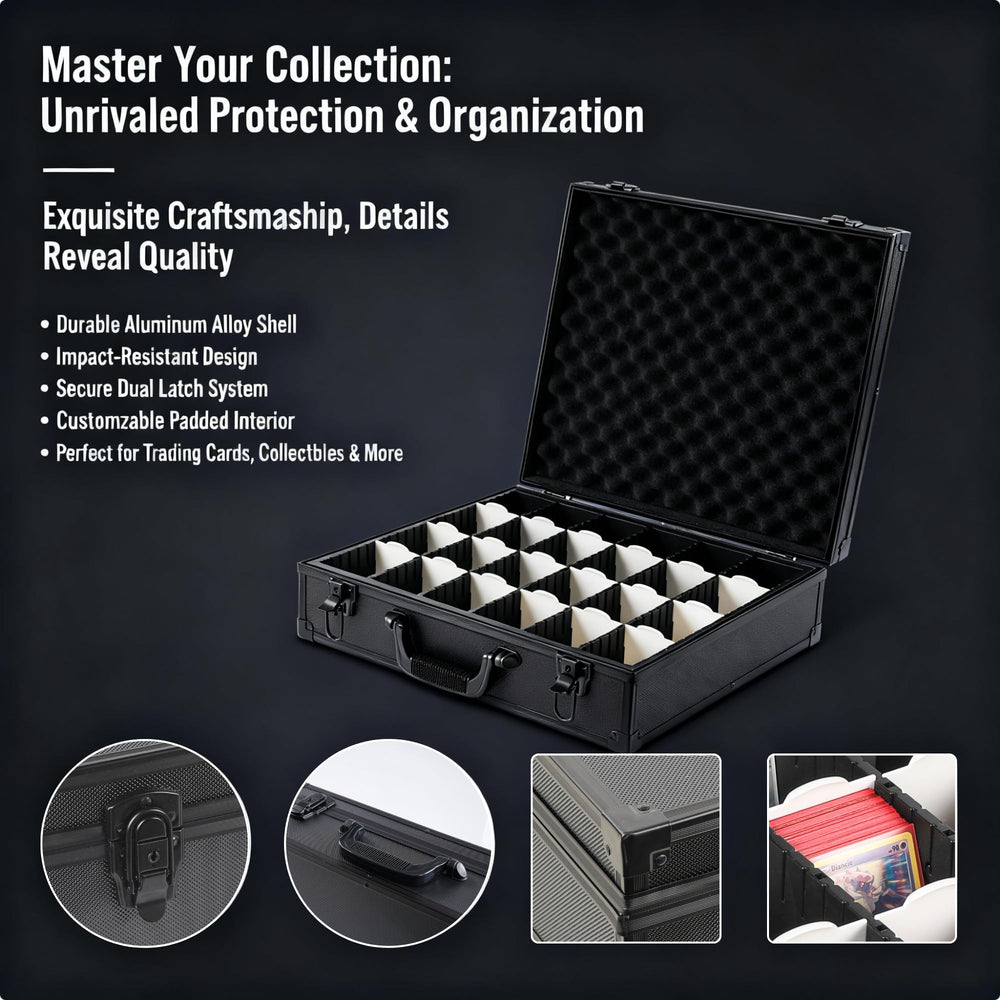 KUOOKING Premium Card Storage Box with a secure lid for safe travel and transport.