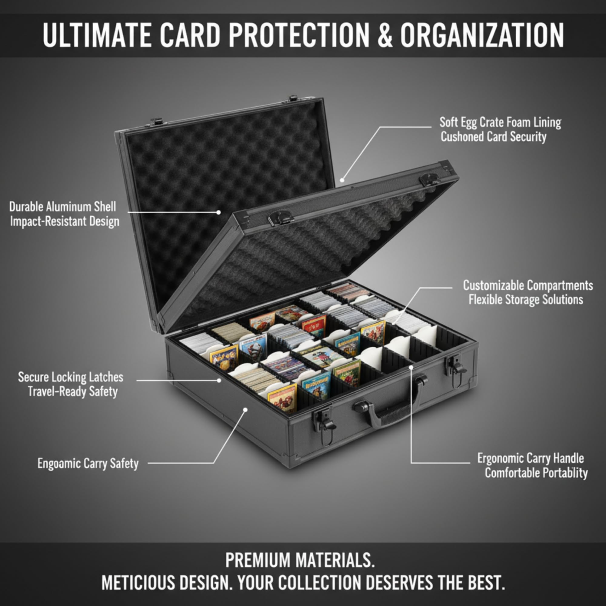 KUOOKING Premium Card Storage Box portable design for easy on-the-go storage.