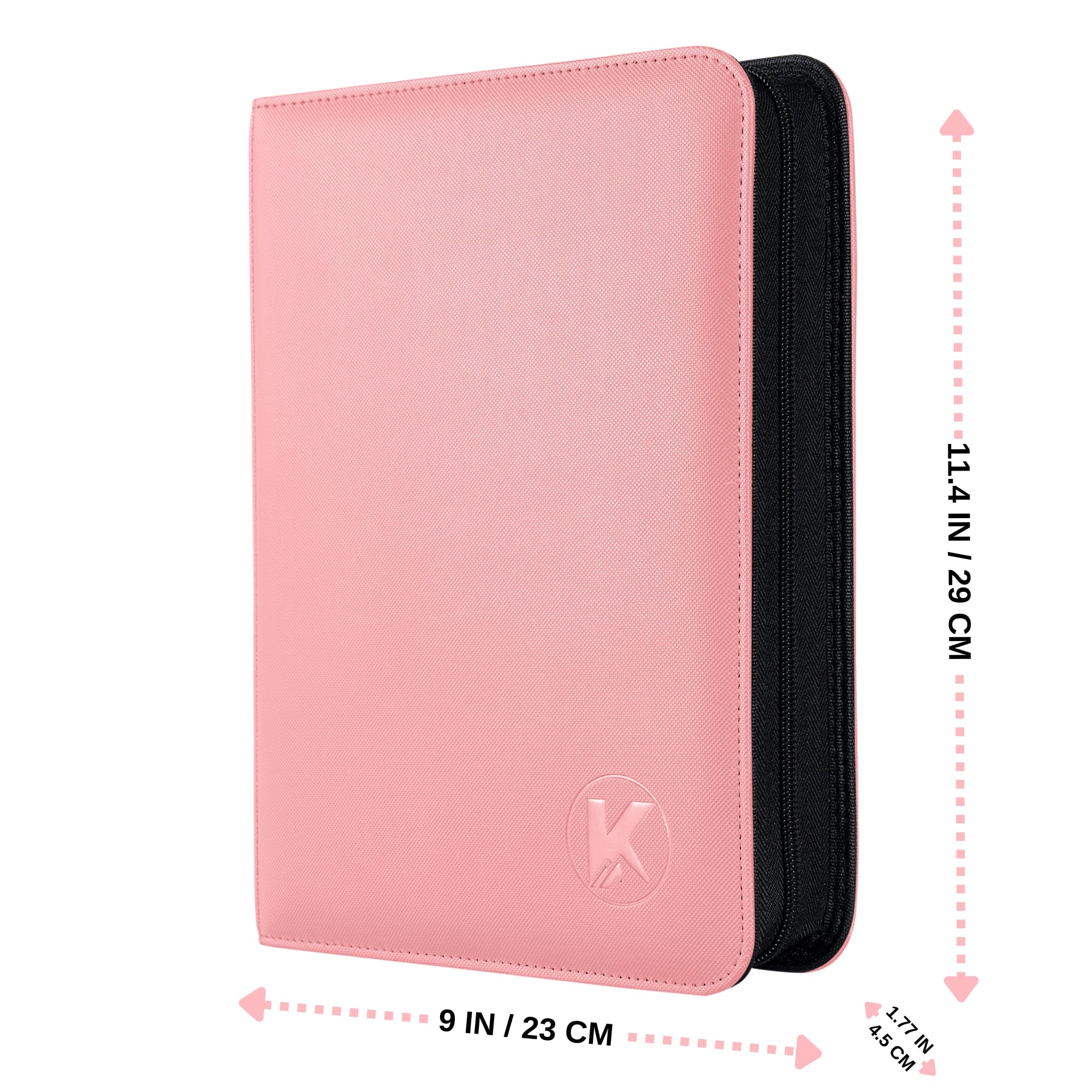KUOOKING Toploader Binder pink cover adds vibrant display while protecting cards.