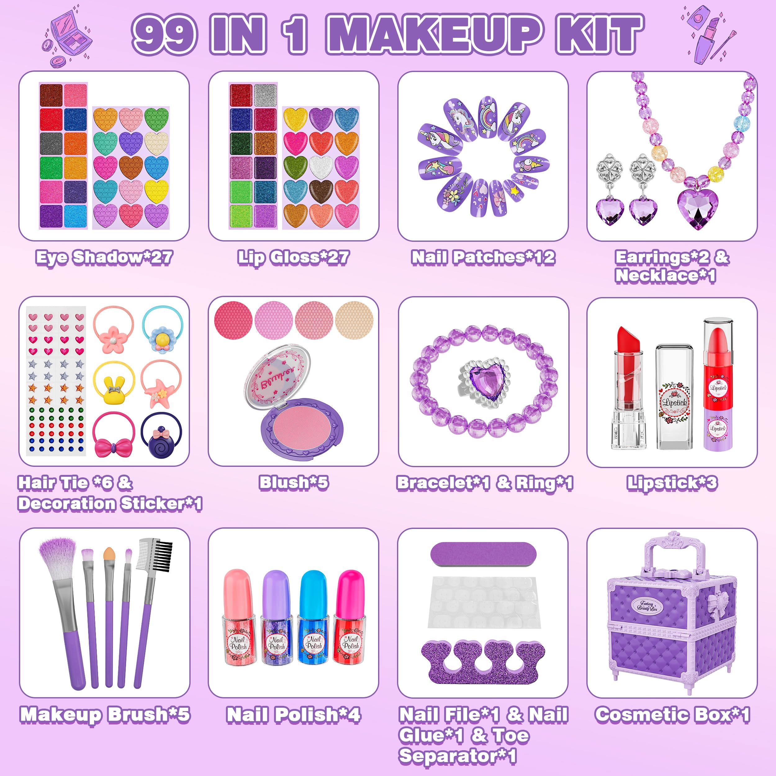 Kuovei 99pc makeup palette and tools for colorful looks