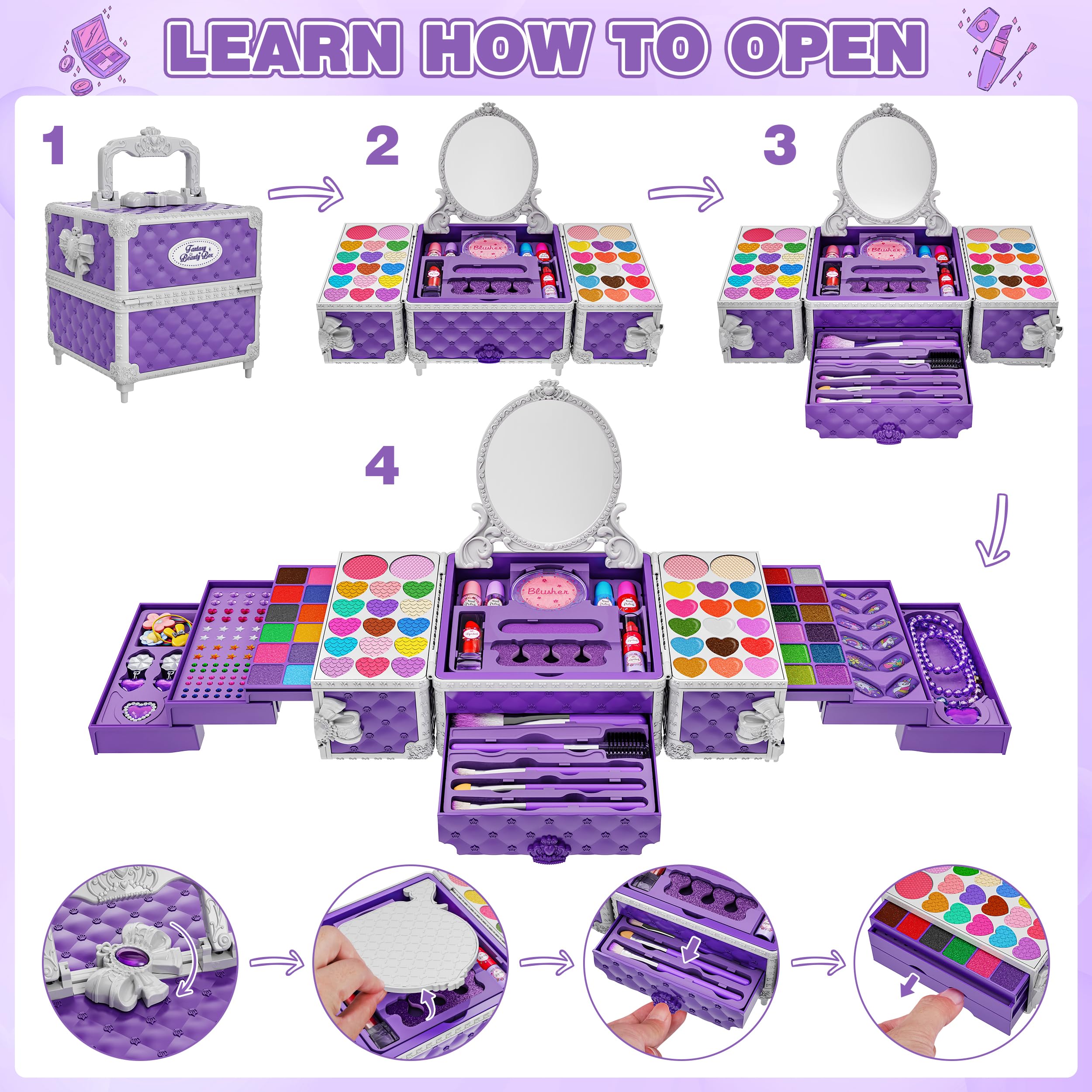 Kuovei hair ties and decorative sticker keep hairstyles neat and fun.