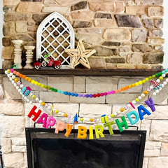 KUQJJQU handmade wool felt banner showcases 24 colorful balls for parties