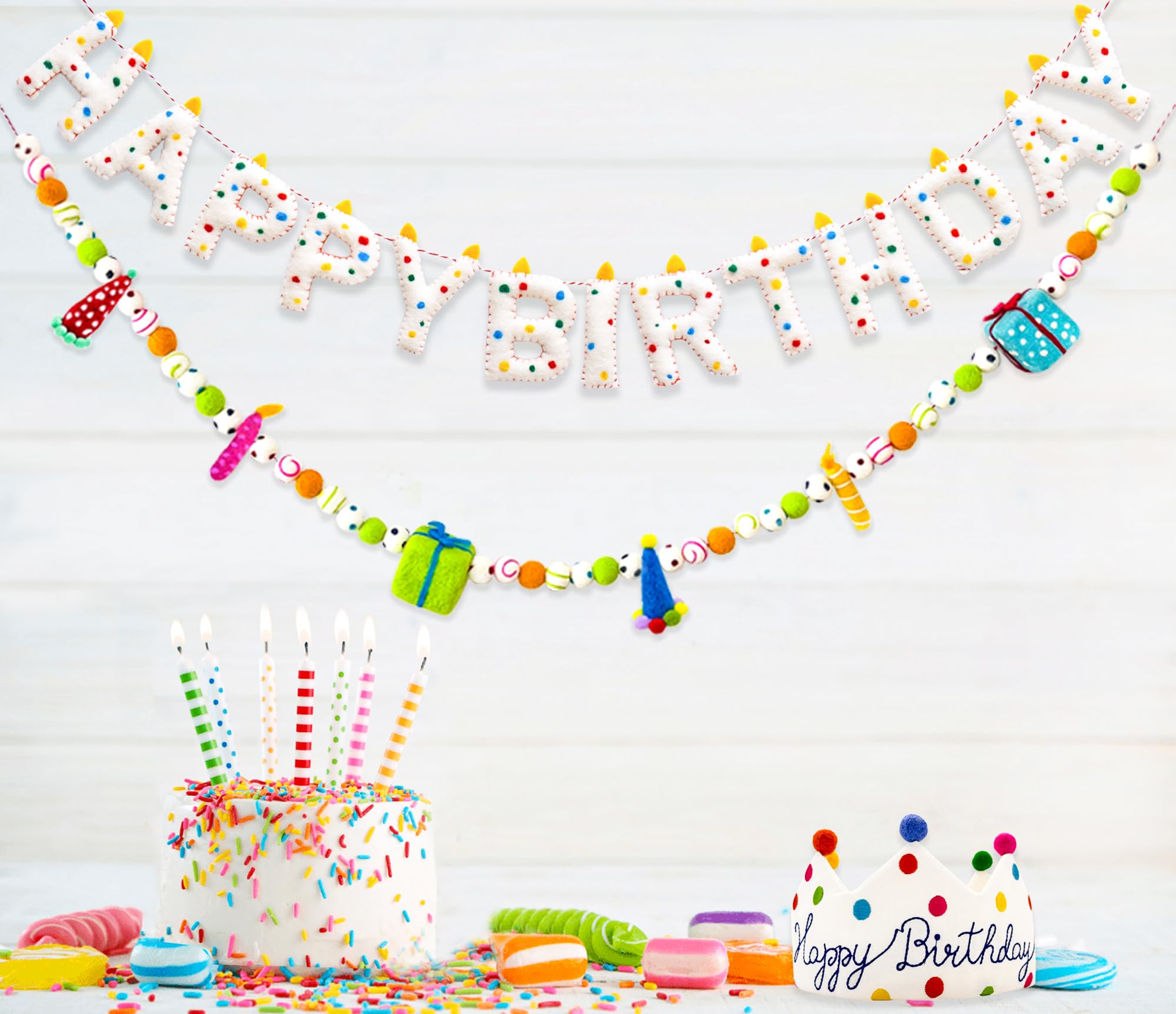 KUQJJQU 3D felt letters banner adds textured birthday charm