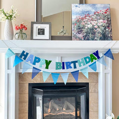 KUQJJQU Happy Birthday banner wall hang demonstrates quick setup for parties