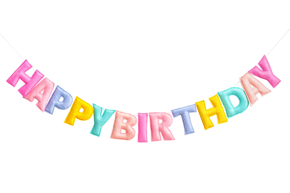 KUQJJQU pastel happy birthday banner for festive room setup and photos.