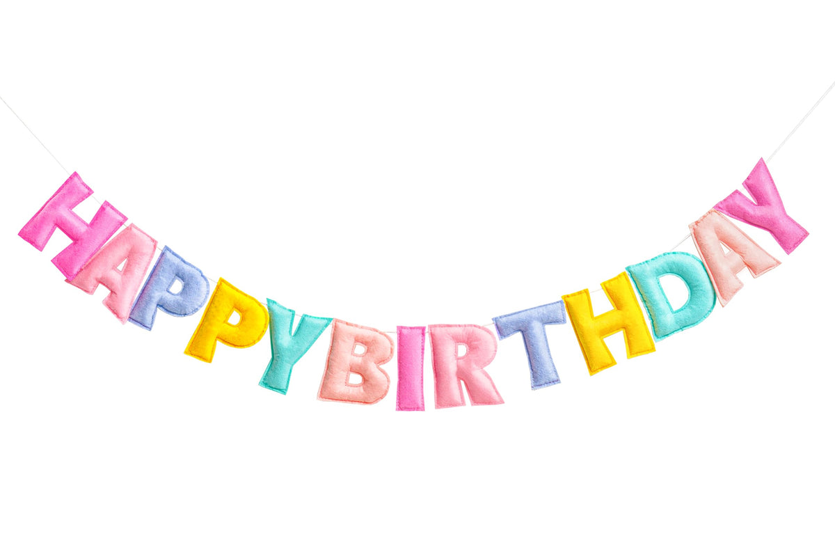KUQJJQU pastel happy birthday banner for festive room setup and photos.