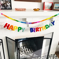 KUQJJQU hanging pom pom banner as table centerpiece creates joyful ambiance