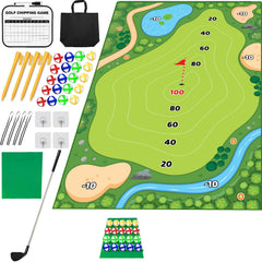 KuroShine golf chipping mat set with realistic green surface for indoor practice