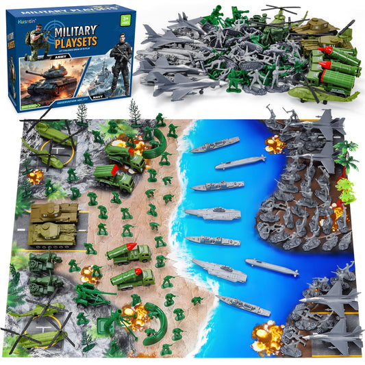 Kusntin Army Men on the battle mat scene promoting cooperative play and imagination