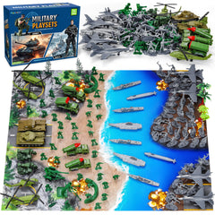 Kusntin Army Men on the battle mat scene promoting cooperative play and imagination