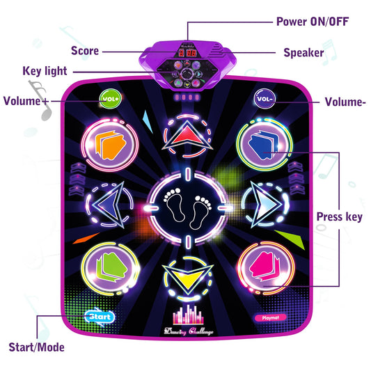 Kusntin Dance Mat showing built-in music for wireless play.