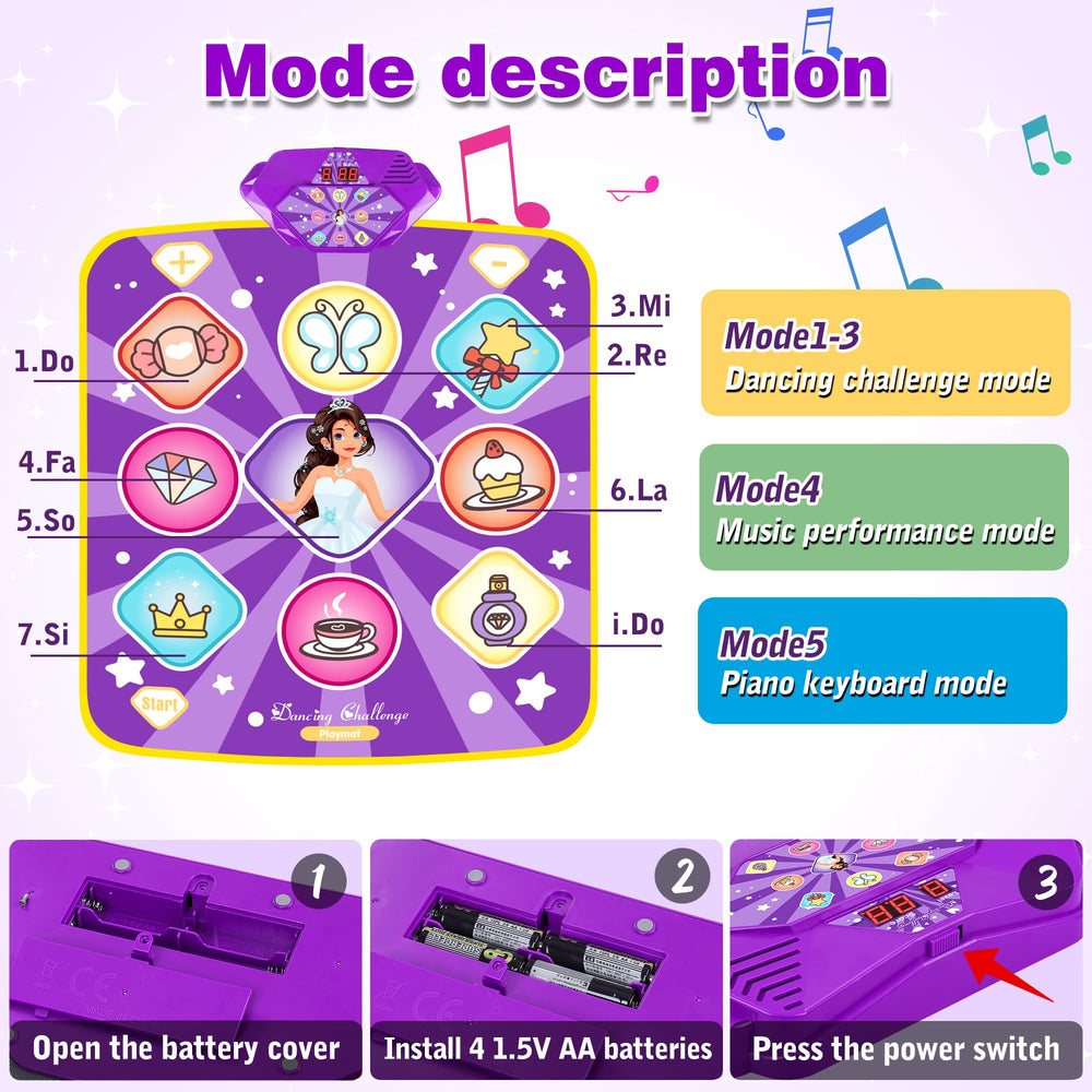 Kusntin Dance Mat LED Lights: vibrant visuals enhance dance moments.