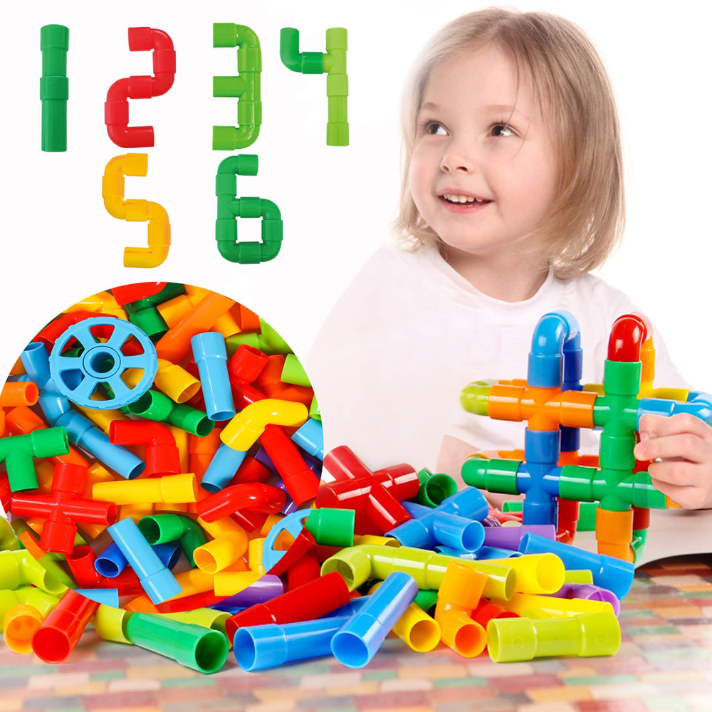 KUTOI pipe building toys interlocking-connection highlight easy snap-together play.