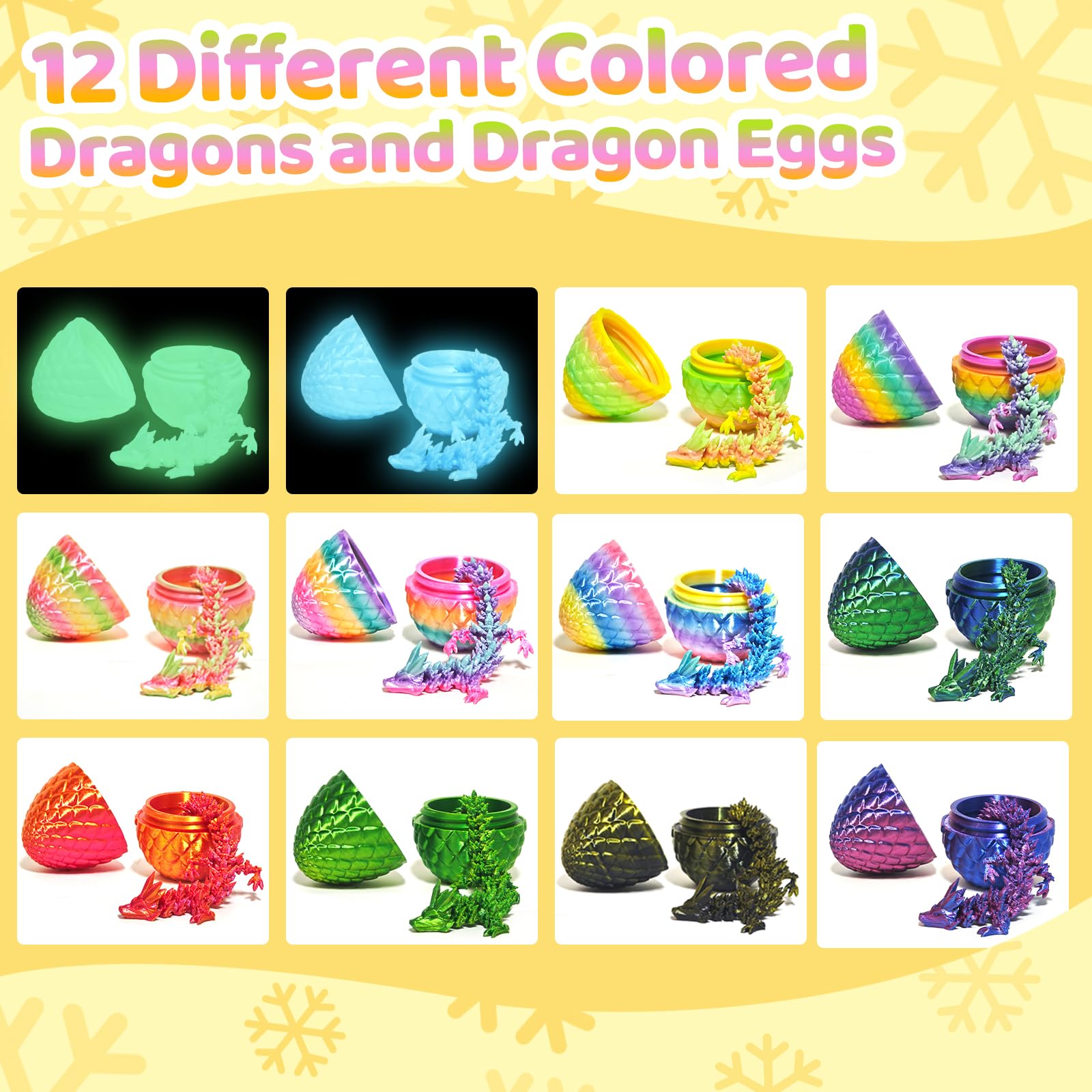 Articulated dragons inside each egg invite poseable play and imaginative storytelling.
