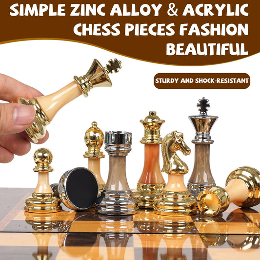 Kvintes wooden 17-inch folding chess board for easy setup