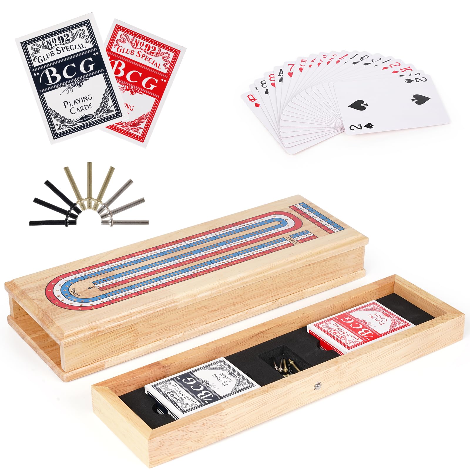 Kvintes wooden cribbage board 3-track for family game nights