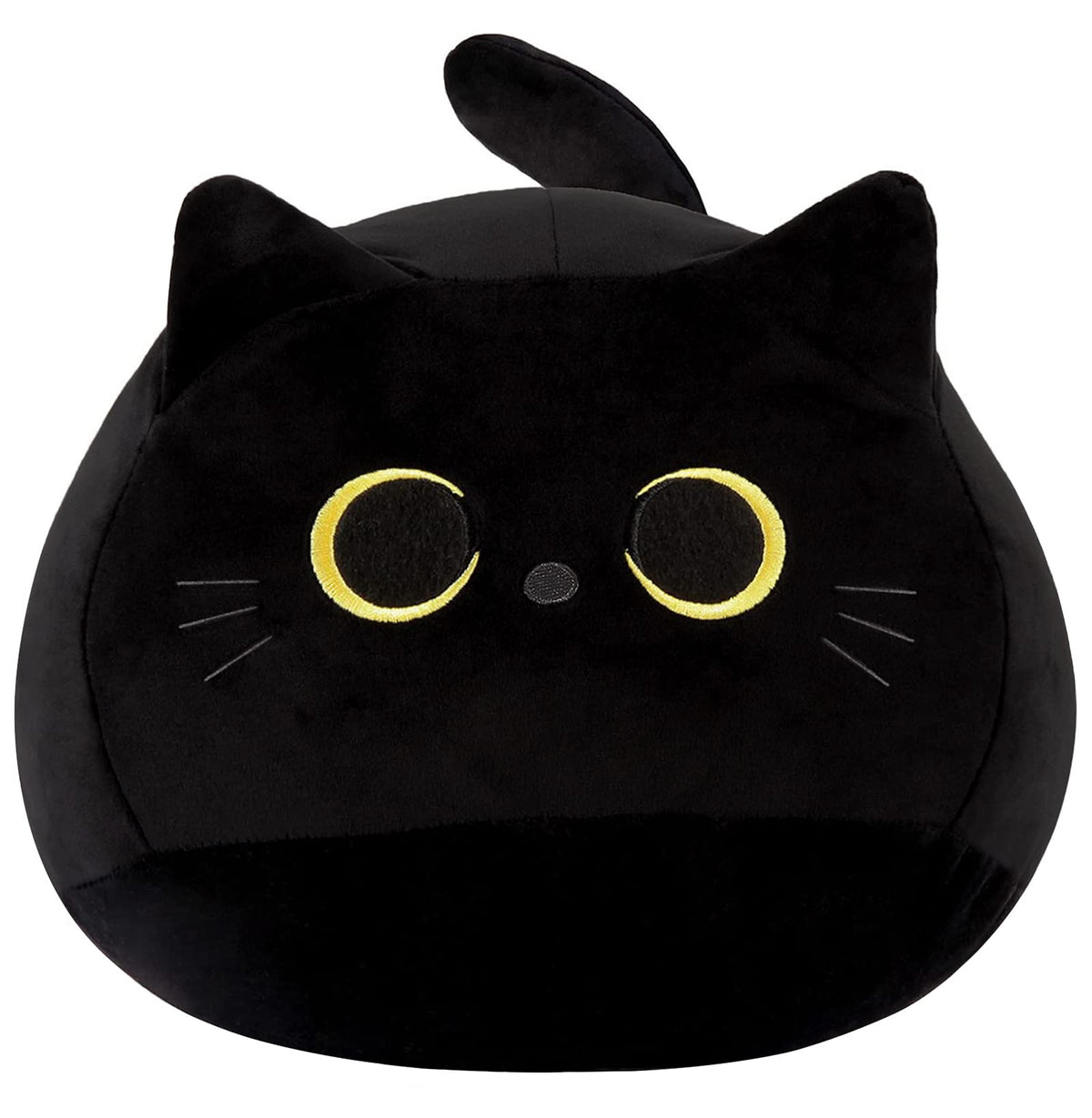 KWQBWQF Black Cat Plush Toy 16-Inch front view: cuddly size for hugs.