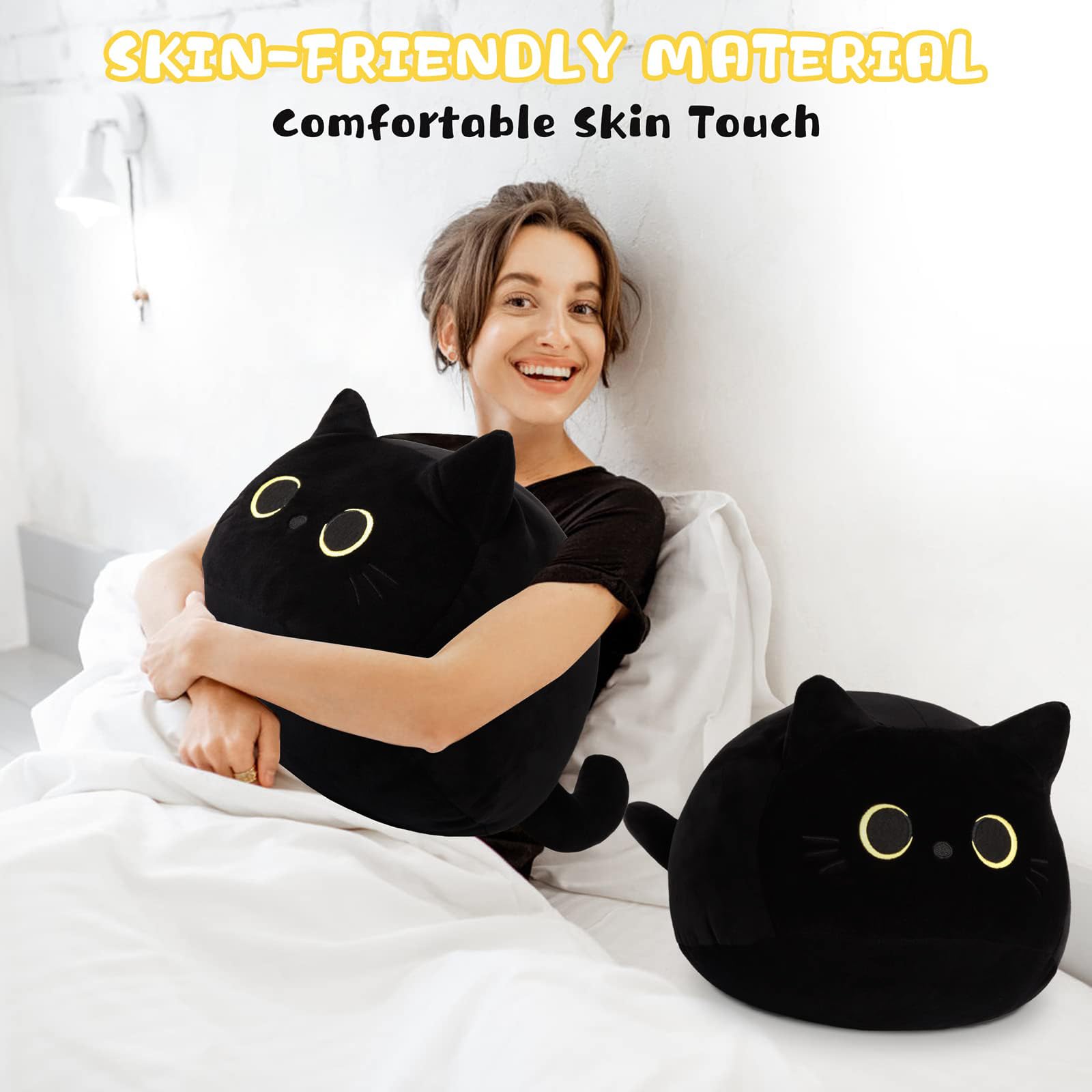 KWQBWQF Black Cat Plush Toy ideal gift for cat lovers.