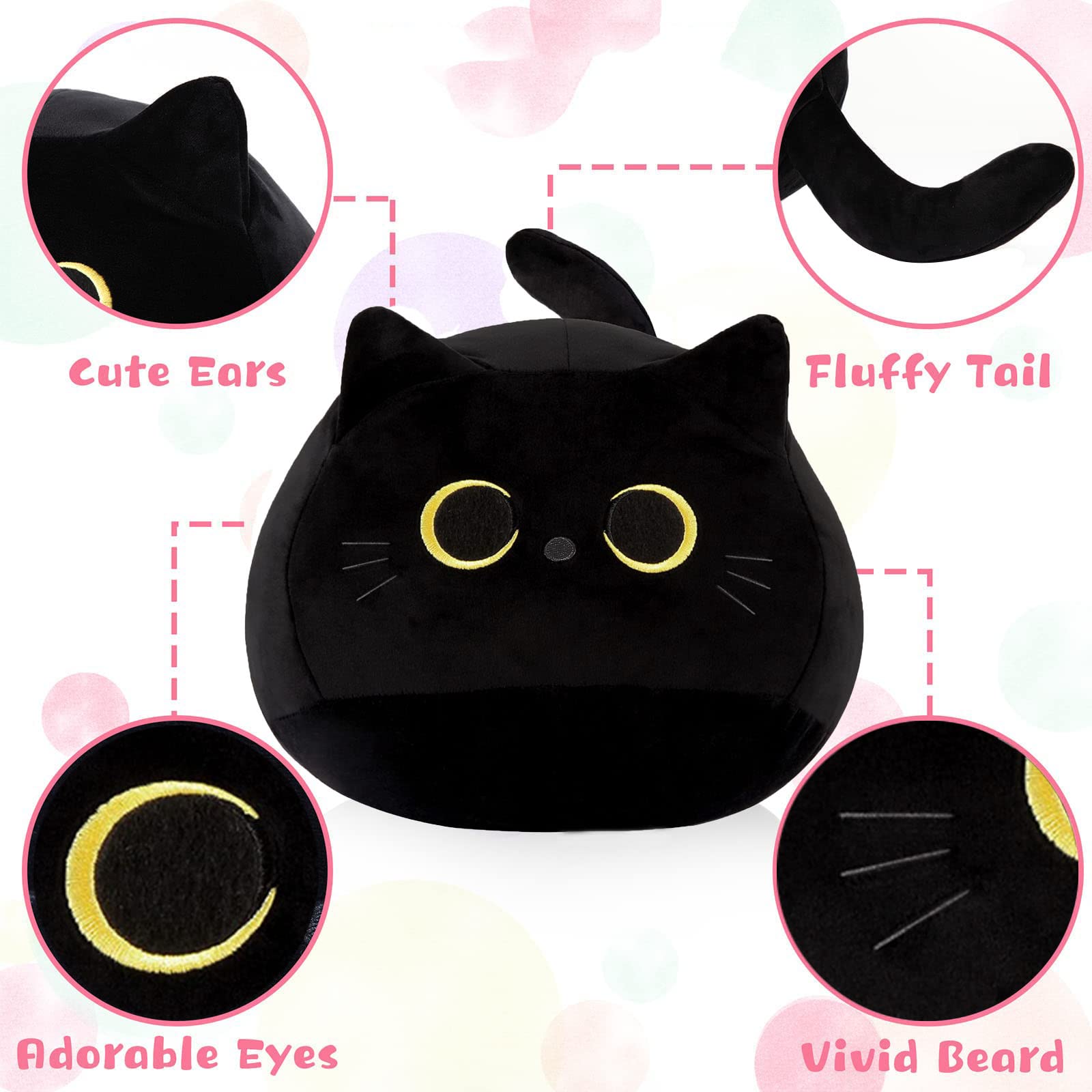 KWQBWQF Black Cat Plush Toy room-decor friendly and soft.