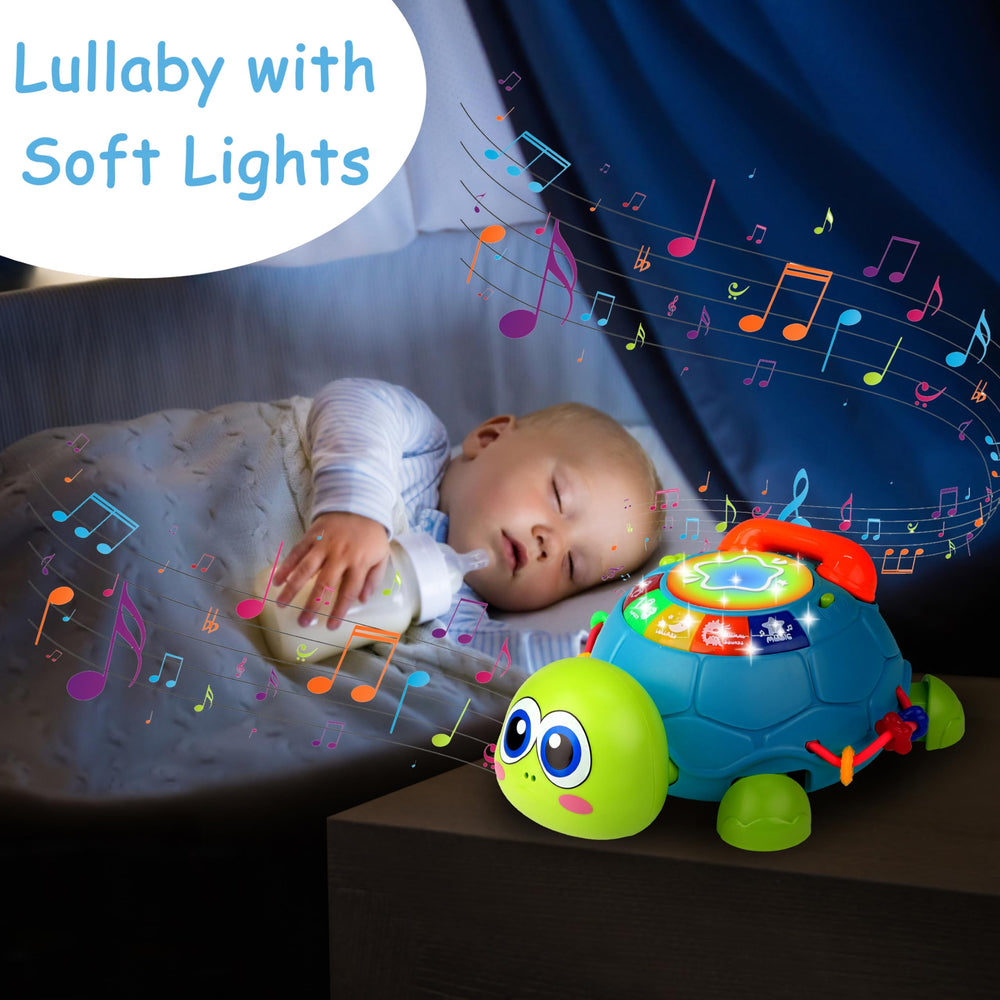 KWYZ Musical Turtle Crawling Toy lullaby mode for soothing sleep.