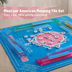 Kyerlish pink bohemian carrying bag keeps the mahjong set organized on the go.