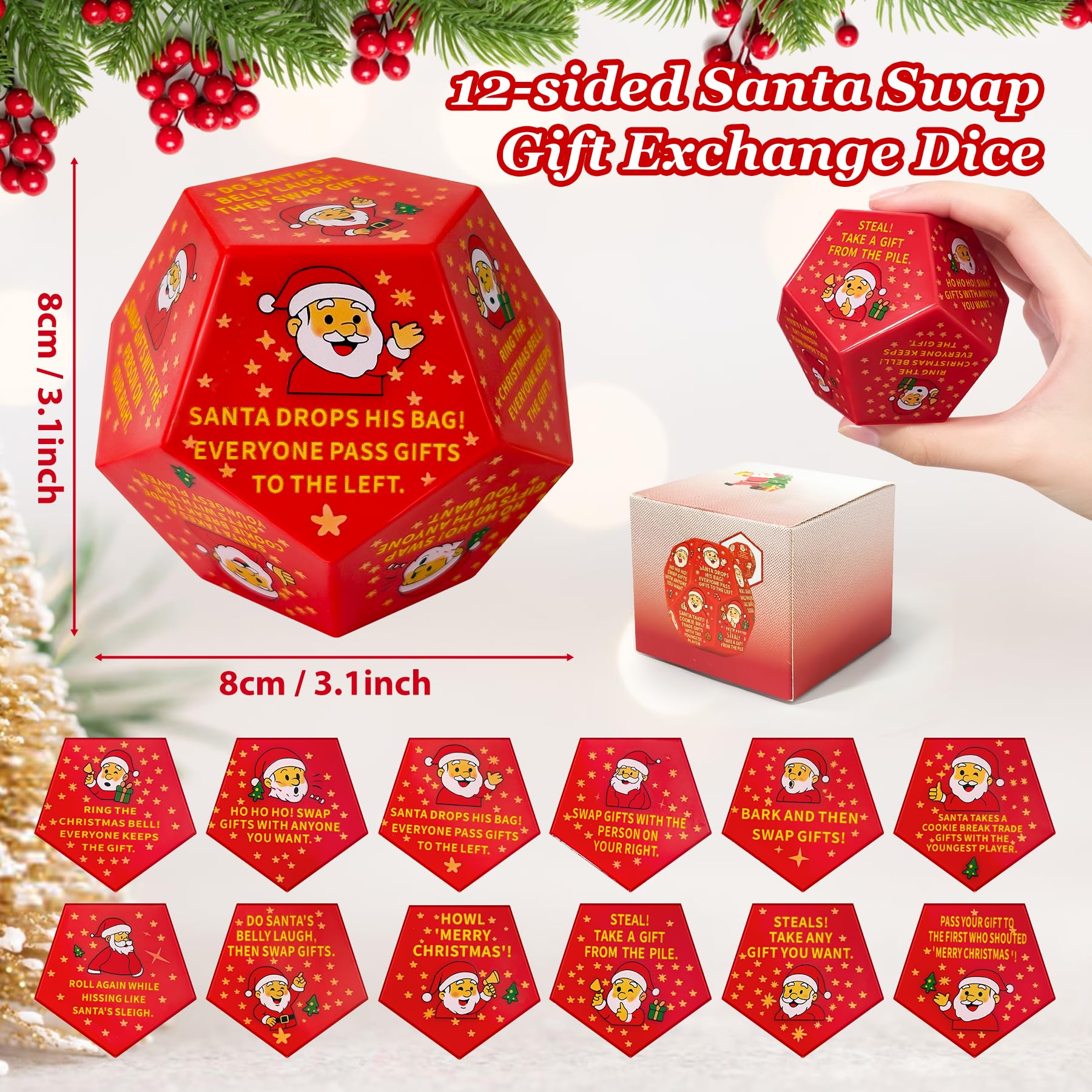 kykake oversized dice in a lively holiday party scene