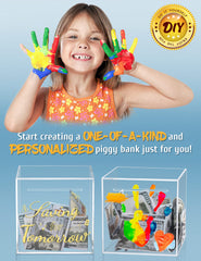 Kypeeka clear money saving box doubles as room decor.