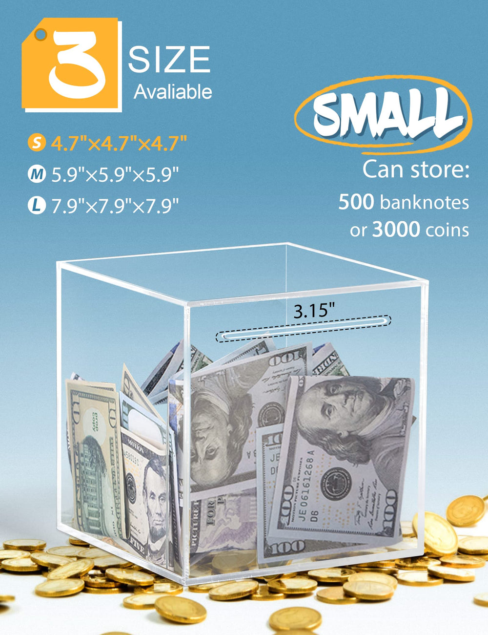 Kypeeka unopenable piggy bank shows transparency and security.
