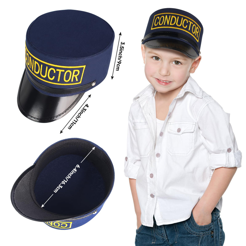 Kyson train conductor costume whistle and glasses for authentic role-play sessions.