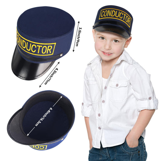 Kyson train conductor costume whistle and glasses for authentic role-play sessions.