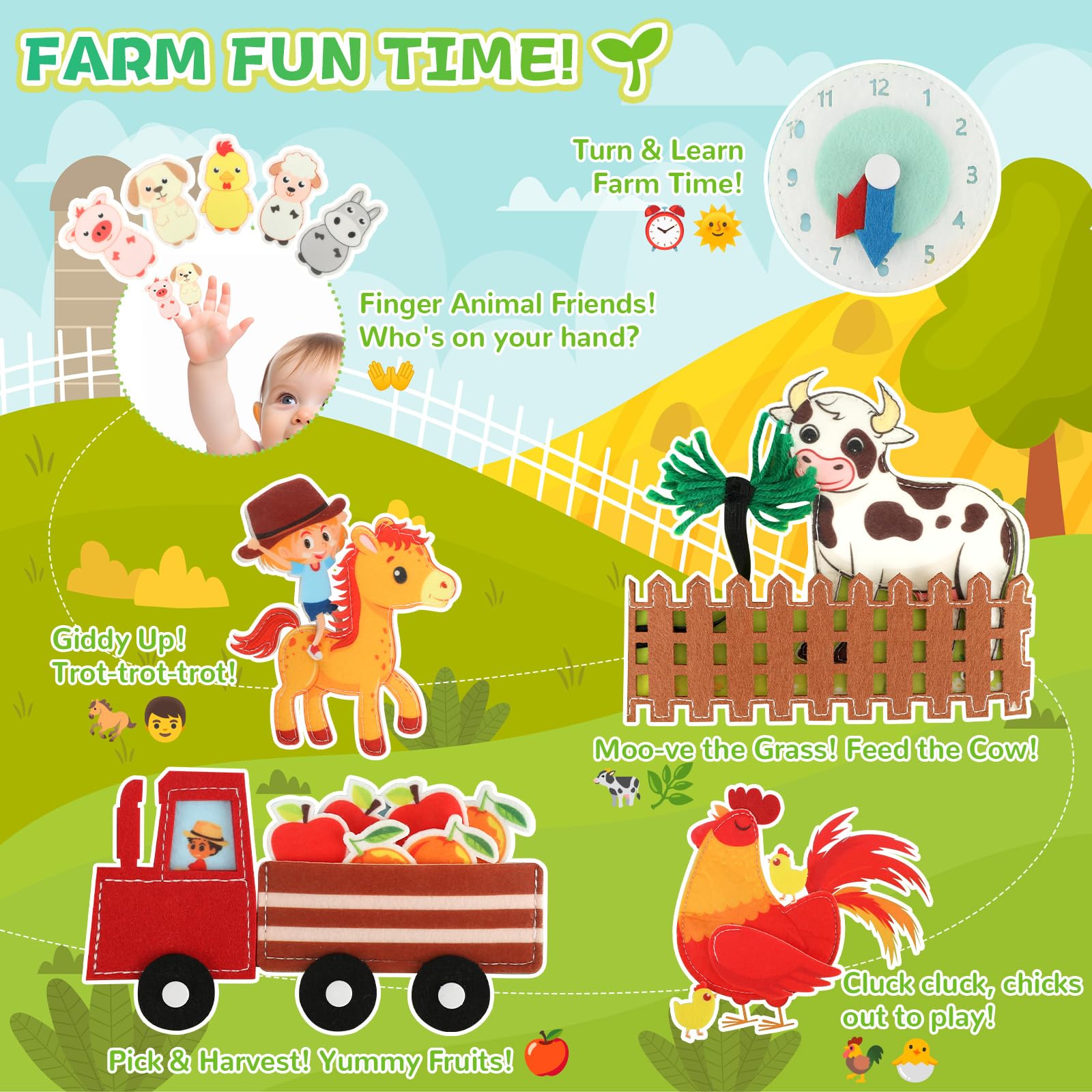 Kyteazr Busy Book fruit and vegetable picking page encourages healthy food exploration.