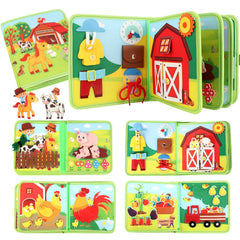 Kyteazr Busy Book farm horse riding page boosts fine motor skills for toddlers.