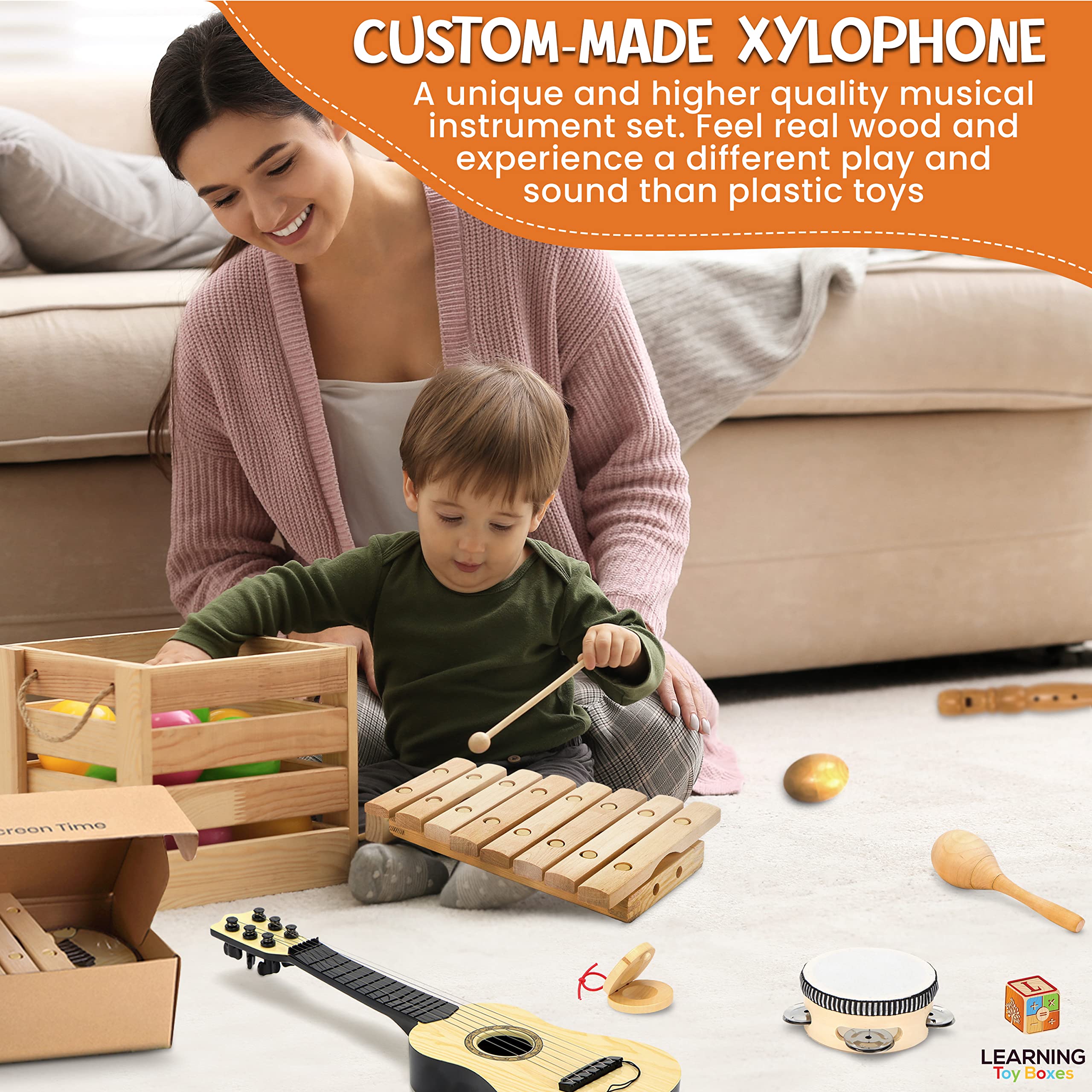 L Learning Toy Boxes wooden maracas invite upbeat rhythm and shared playtime