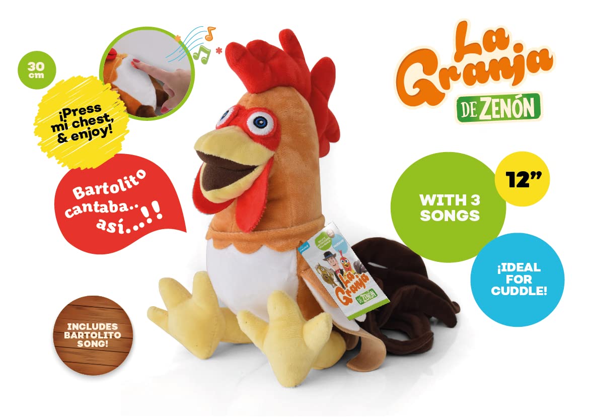 La Granja De Zenón Gallo Bartolito 14-in plush back view cuddly for nap time.