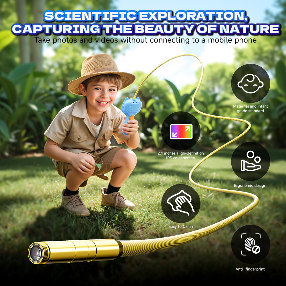 Laaguu borescope IPS 2.4-inch screen showing real-time view for kids.