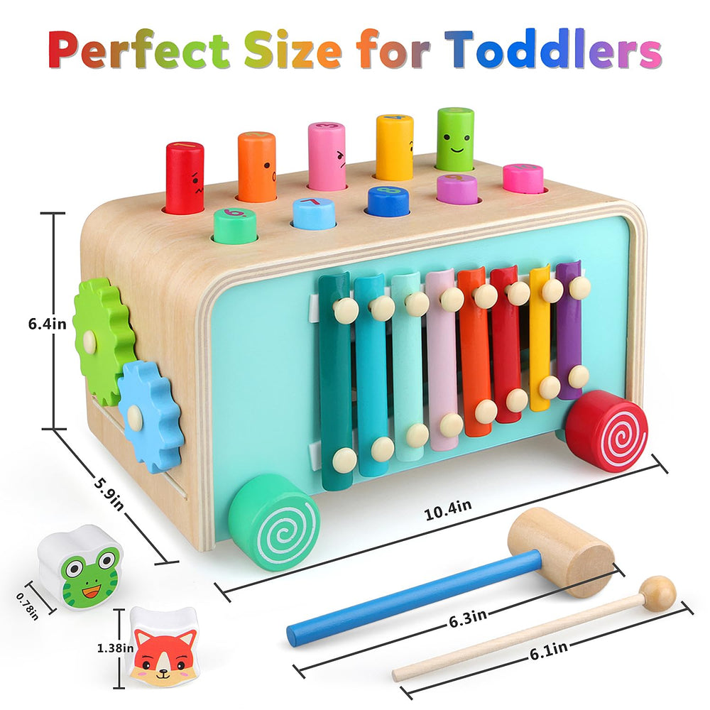 LAAVII Montessori Hammer Pounding Toy gear rotation promotes fine motor control