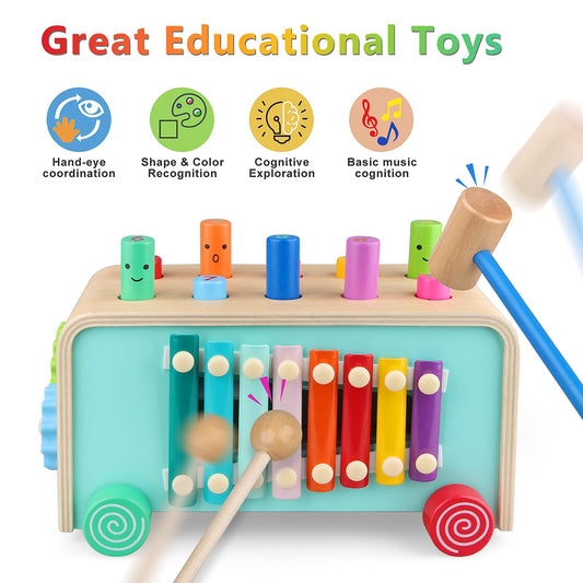 LAAVII Montessori Hammer Pounding Toy xylophone section in bright colors for sensory exploration