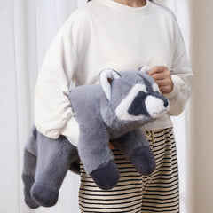 Labauxite raccoon plush face close-up showing soft fur and friendly expression