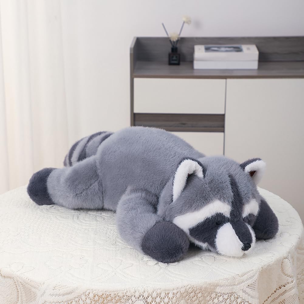 Labauxite raccoon plush hugging pose for comfort and play
