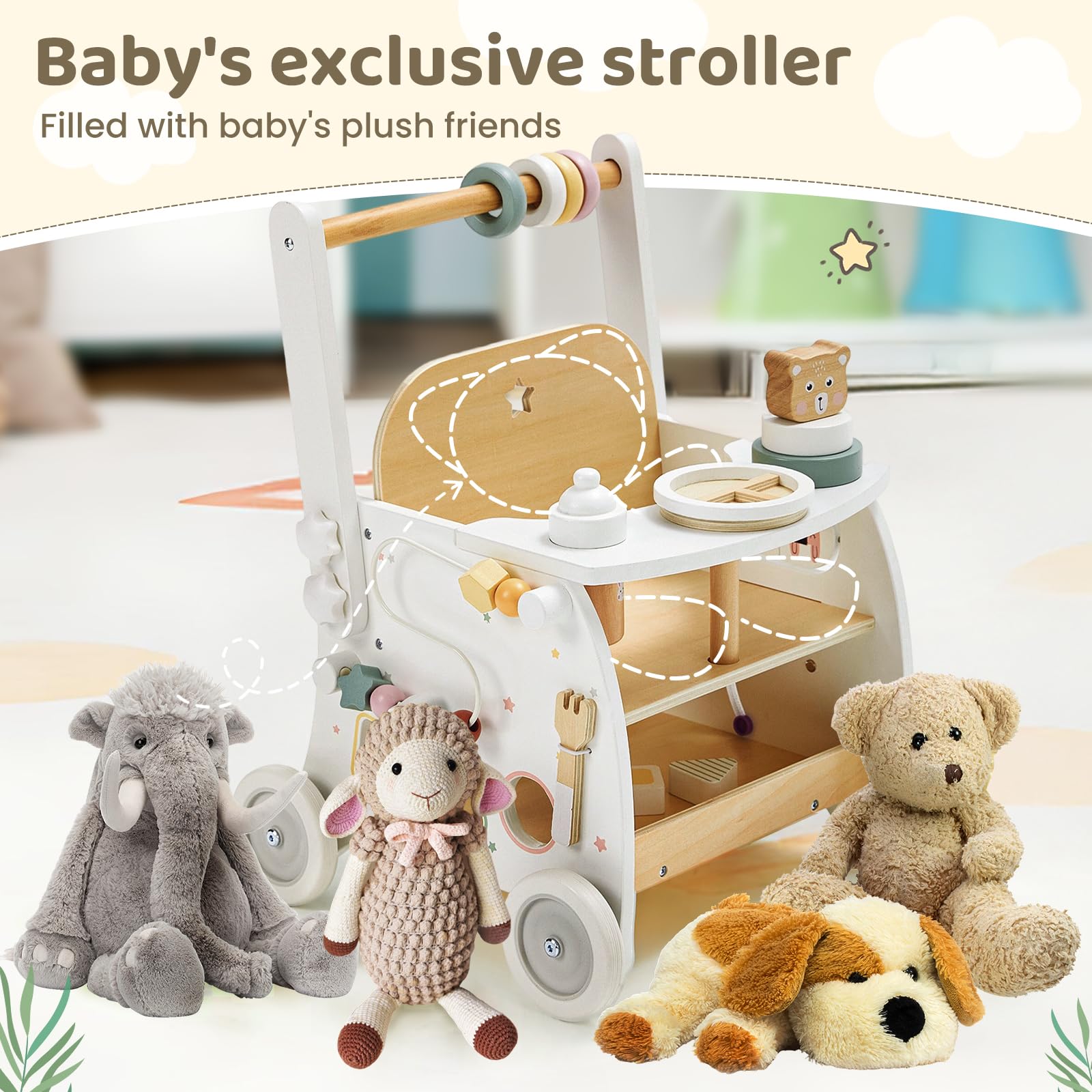 Labebe activity center with gears buttons and shape sorter for exploration